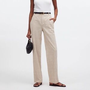 Madewell Linen blend Mid-Rise Straight leg pants, 4